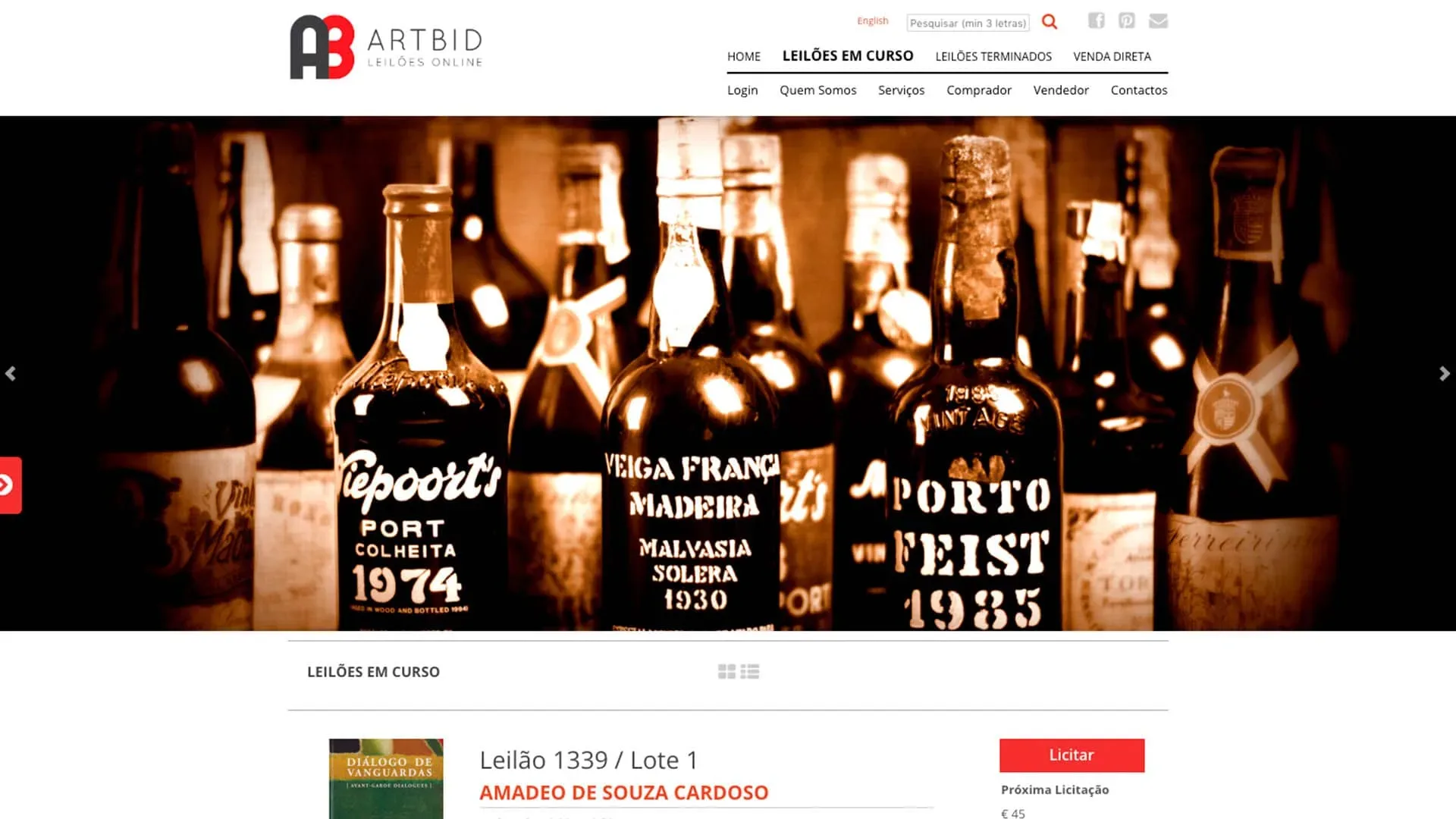 Artbid homepage